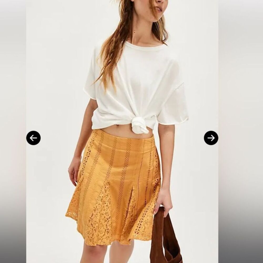 FREE PEOPLE Melody Midi Skirt - Spruce Yellow